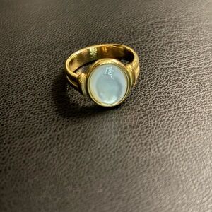 *New* Titanium Steel Gold Plated Ring with white stone
